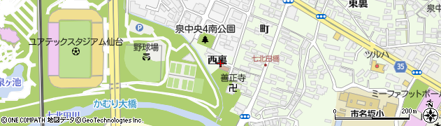 宮城県仙台市泉区市名坂（西裏）周辺の地図