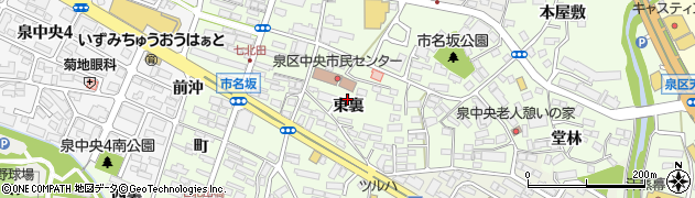 宮城県仙台市泉区市名坂（東裏）周辺の地図