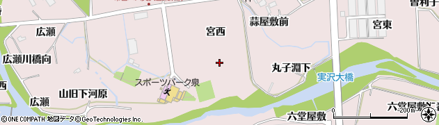 宮城県仙台市泉区実沢河原下周辺の地図