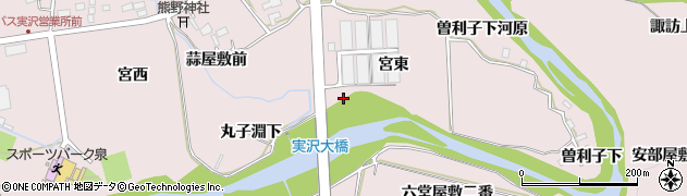 宮城県仙台市泉区実沢曽利子屋敷周辺の地図