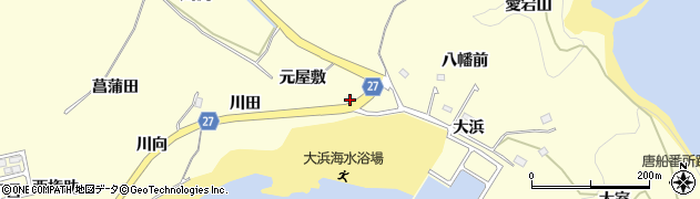 宮城県東松島市宮戸（元屋敷）周辺の地図