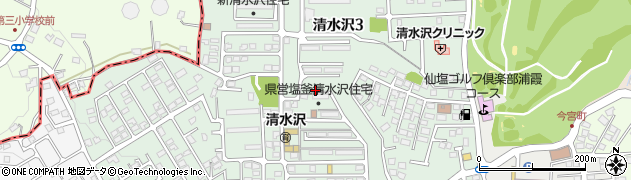 宮城県塩竈市清水沢周辺の地図