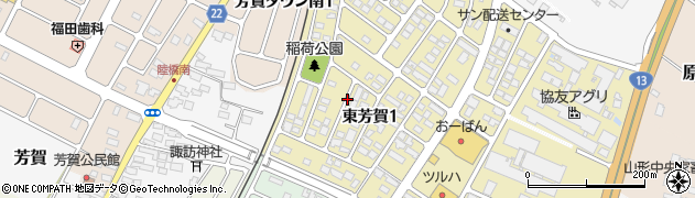 山形県天童市東芳賀1丁目周辺の地図