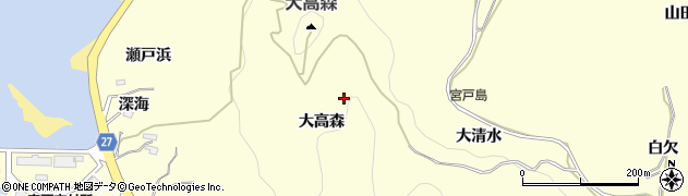 宮城県東松島市宮戸大高森周辺の地図