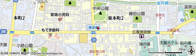 山形県天童市東本町周辺の地図