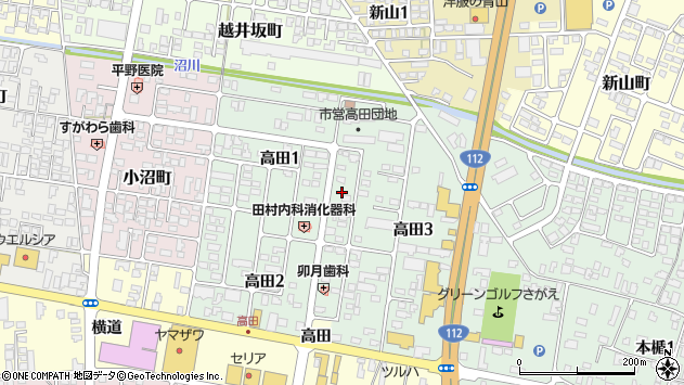 〒991-0013 山形県寒河江市高田の地図
