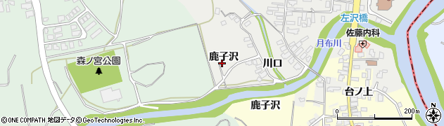 山形県大江町（西村山郡）左沢（鹿子沢）周辺の地図