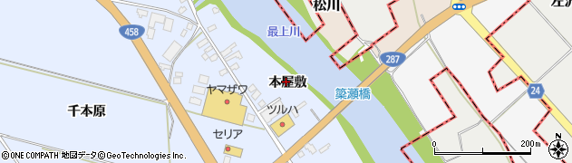 山形県寒河江市中郷本屋敷周辺の地図