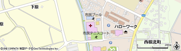 寒河江市役所　市民体育館周辺の地図