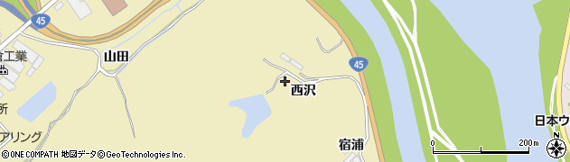 宮城県東松島市川下西沢周辺の地図
