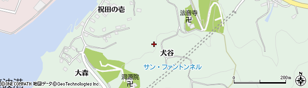 宮城県石巻市渡波（犬谷）周辺の地図