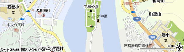 宮城県石巻市中瀬周辺の地図