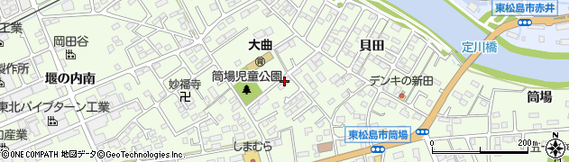 宮城県東松島市大曲（筒場）周辺の地図