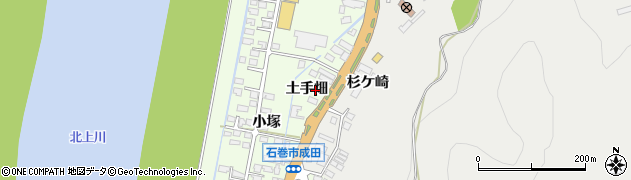 宮城県石巻市成田（土手畑）周辺の地図
