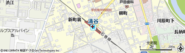 涌谷駅周辺の地図