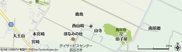 宮城県大崎市古川下中目山寺周辺の地図