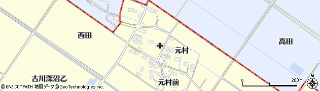 宮城県大崎市古川桑針元村周辺の地図