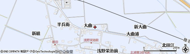 宮城県美里町（遠田郡）北浦（大曲浦）周辺の地図