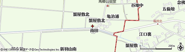 宮城県大崎市古川馬櫛蟹屋敷周辺の地図