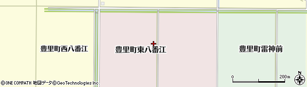 宮城県登米市豊里町東八番江周辺の地図