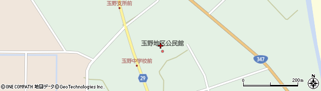 尾花沢市役所　玉野地区公民館周辺の地図