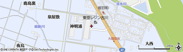 宮城県大崎市古川新田神明浦周辺の地図