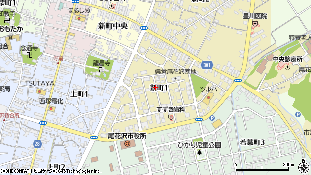 〒999-4224 山形県尾花沢市新町の地図