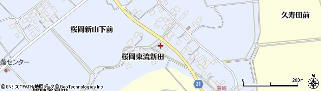 宮城県登米市米山町桜岡東流新田周辺の地図