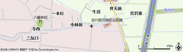 宮城県大崎市古川宮沢（三千苅）周辺の地図