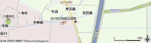 宮城県大崎市古川宮沢（新三千刈）周辺の地図