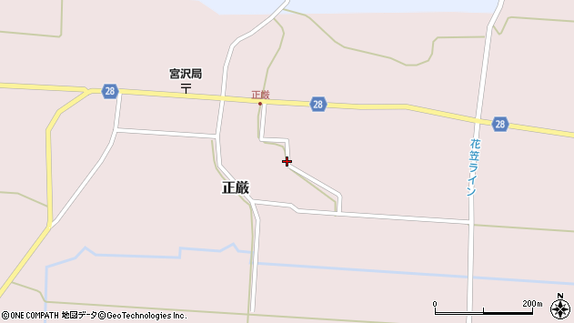 〒999-4211 山形県尾花沢市正厳の地図
