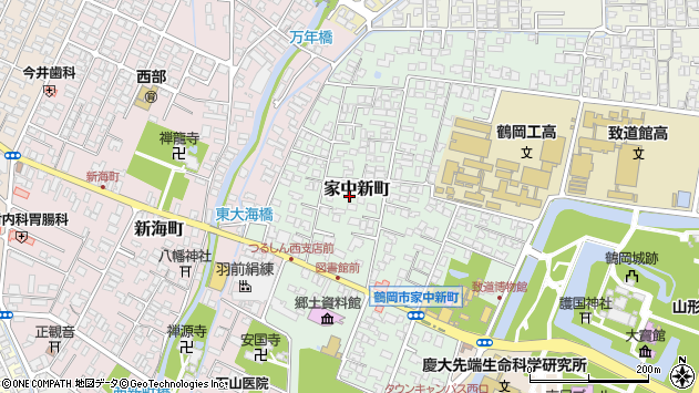 〒997-0036 山形県鶴岡市家中新町の地図