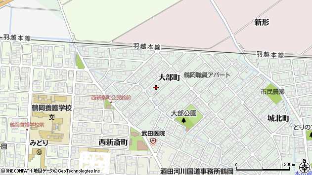 〒997-0049 山形県鶴岡市大部町の地図