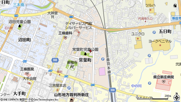 〒996-0021 山形県新庄市常葉町の地図