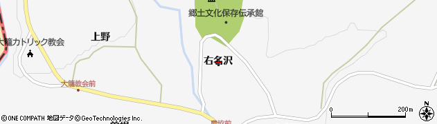 岩手県一関市藤沢町大籠右名沢周辺の地図