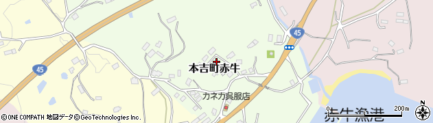 宮城県気仙沼市本吉町赤牛周辺の地図