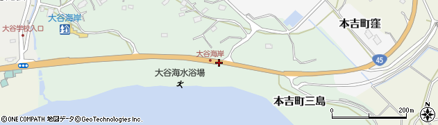 大谷海岸駅周辺の地図