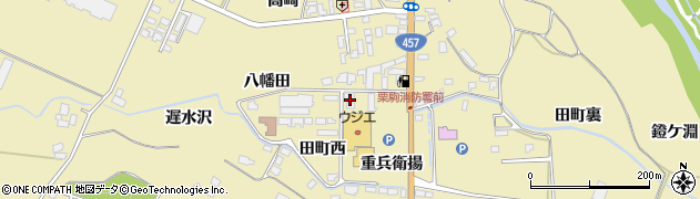 宮城県栗原市栗駒中野八幡田周辺の地図
