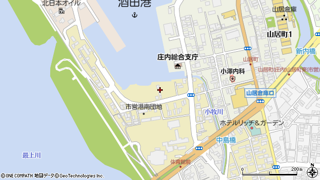 〒998-0836 山形県酒田市入船町の地図