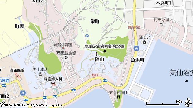 〒988-0011 宮城県気仙沼市陣山の地図