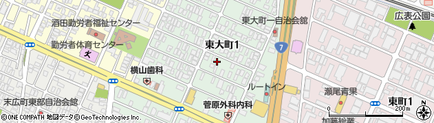 山形県酒田市東大町周辺の地図