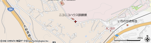 岩手県一関市沢周辺の地図