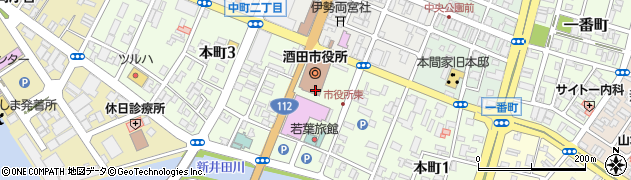 酒田市役所議会　事務局周辺の地図