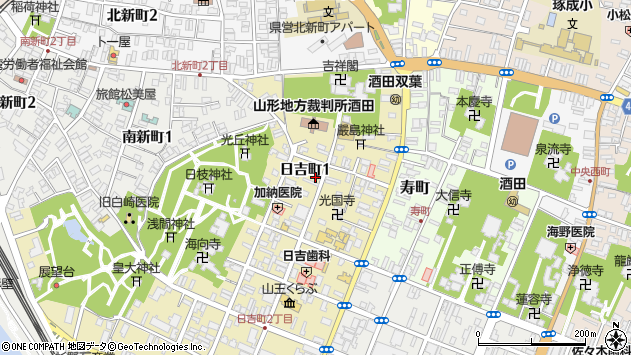〒998-0037 山形県酒田市日吉町の地図
