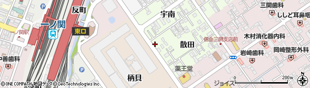 岩手県一関市散田1-4周辺の地図