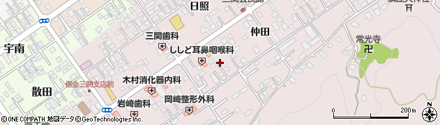 岩手県一関市三関（仲田）周辺の地図