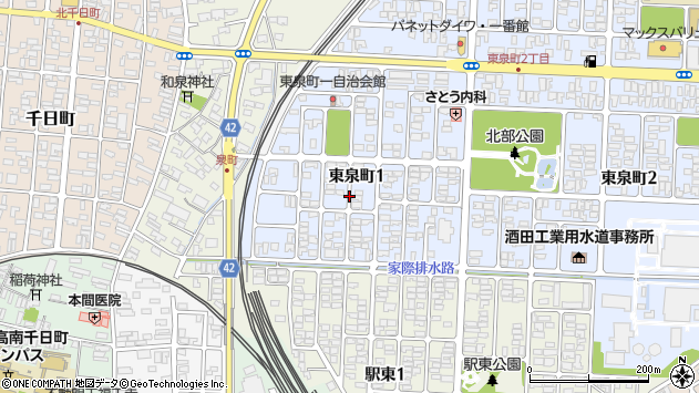 〒998-0013 山形県酒田市東泉町の地図