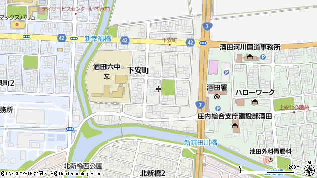 〒998-0012 山形県酒田市下安町の地図