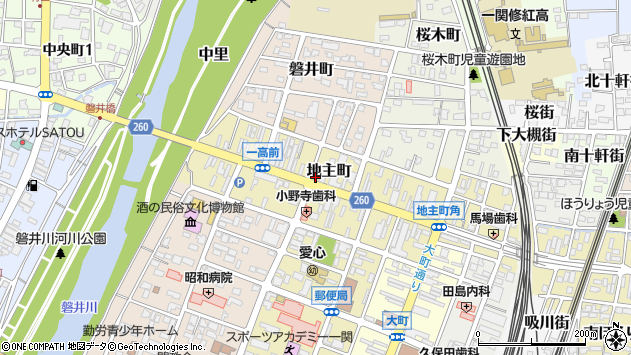 〒021-0893 岩手県一関市地主町の地図