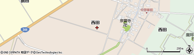 山形県酒田市中野曽根（西田）周辺の地図